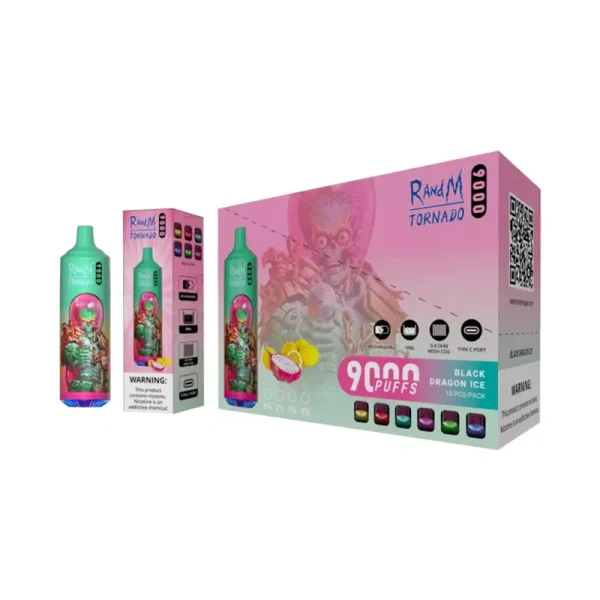 RandM Tornado 9000 Intense Flavors Vaping | Black dragon IceRandM Tornado 9000 Puffs 2